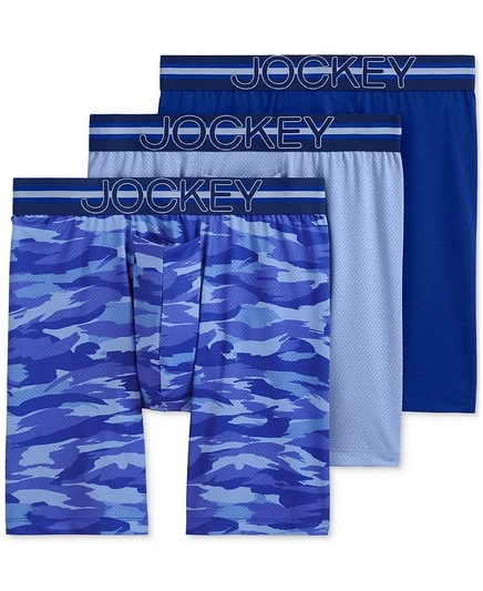 Мужские боксер‑брифы Jockey Stability Pouch 9″, 3 шт., синие