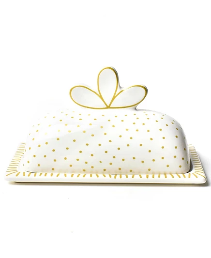 Масленка Coton Colors Deco Gold, белая с золотом