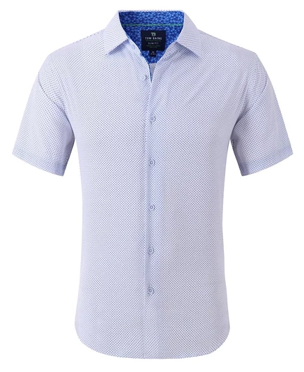 Мужская приталенная рубашка на пуговицах с коротким рукавом Tom Baine Mens Slim Fit Performance white