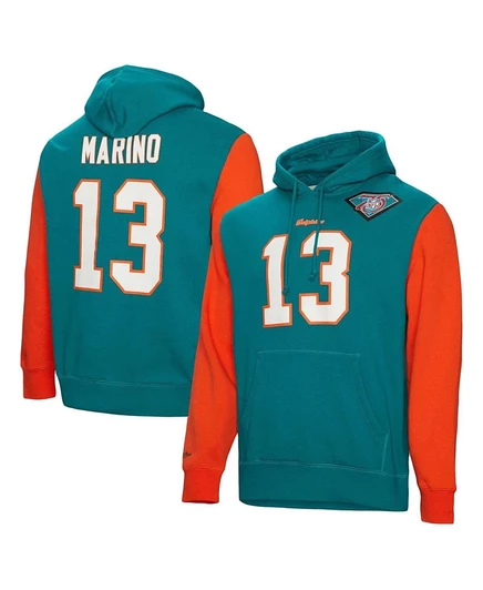 Мужское худи Mitchell & Ness Dan Marino (Miami Dolphins), бирюзовое
