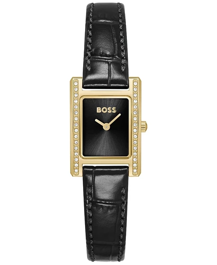 Женские часы Hugo Boss Lucy Precious Quartz Basic Mini из черной кожи, 18,50 мм, черные