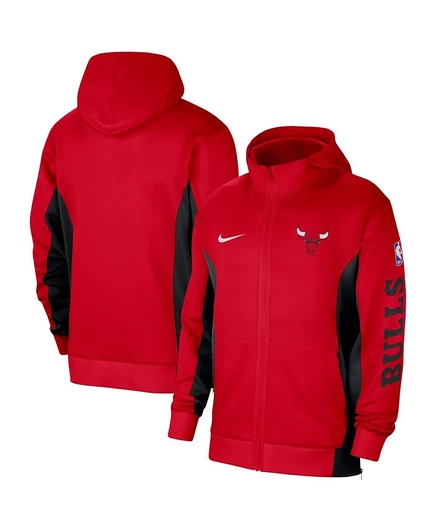 Мужская толстовка Nike Red Chicago Bulls 2023/24 Authentic Showtime с капюшоном на молнии red