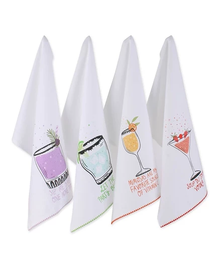 Полотенца Design Imports Pop Fizz, 18″×28″, набор 4, белые