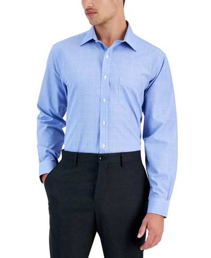 Мужская рубашка в клетку B by Brooks Brothers обычного покроя из негладкой ткани Glen blue