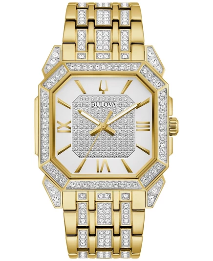 Мужские часы-браслет Bulova Crystal Octava золотистого цвета с браслетом из нержавеющей стали 40 мм