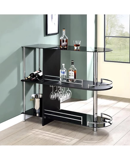 Барный стол Kings Brand Furniture с двумя полками из закаленного стекла и винным стеллажом