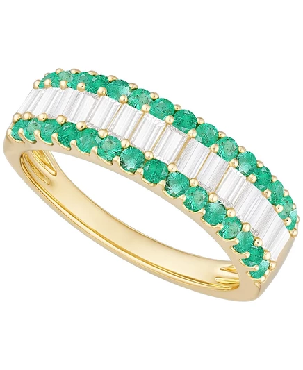 Кольцо Macy's с изумрудом и бриллиантами 0,25 кт, 14K, зеленое