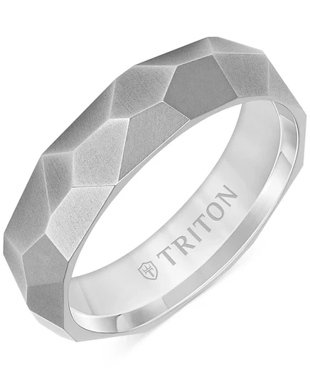 Мужское кольцо Triton фасетированное из титана, серое