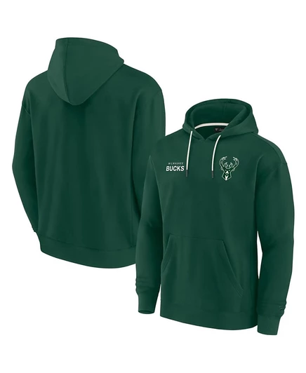 Унисекс флисовое худи fanatics milwaukee bucks, зеленое