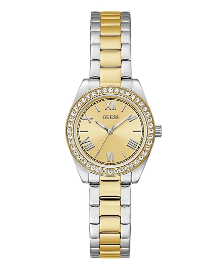 Женские часы Guess Analog двухцветные, 30 мм, золотистые