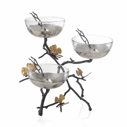 Декор Michael Aram Butterfly Gingko, набор из 3 мисок, бронзовый