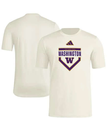 Мужская футболка Adidas Washington Huskies Home Plate, кремовая