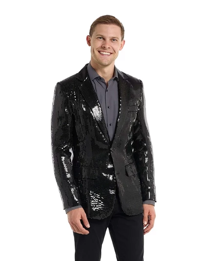Мужской пиджак Suitmeister Shiny Party с пайетками, черный