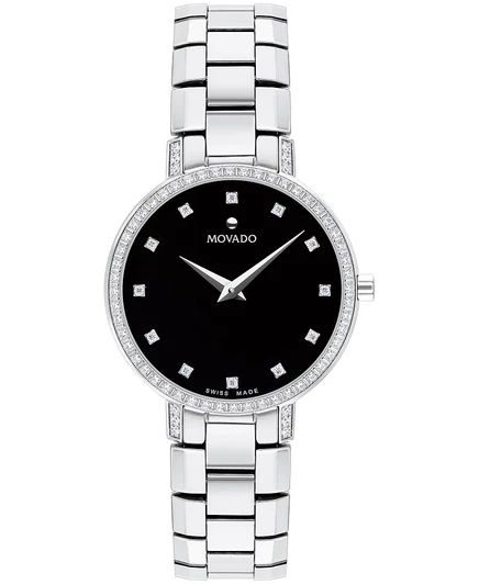 Женские часы Movado Faceto 28 мм с бриллиантами, стальной браслет