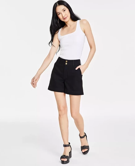  Женские джинсовые шорты с высокой посадкой, созданные для Macy's  deep black