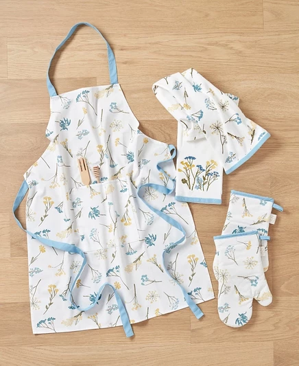 Подарочный набор кухонного белья Lenox Wildflower из 5 предметов белого цвета