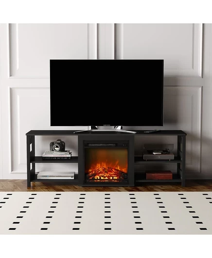 Каминная подставка для телевизора HOMLUX вместимостью до 75 см с полками для хранения, черный Американо