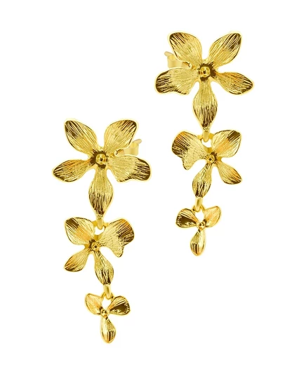 Серьги Adornia 3-лепестковые позолоченные 14K, золотистые