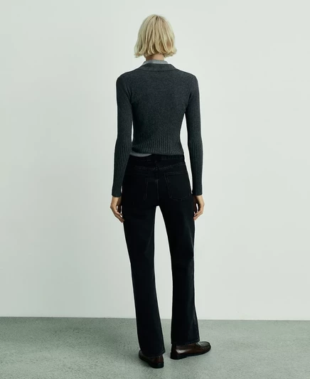 Женские джинсы прямого кроя Matilda средней посадки Mango black denim