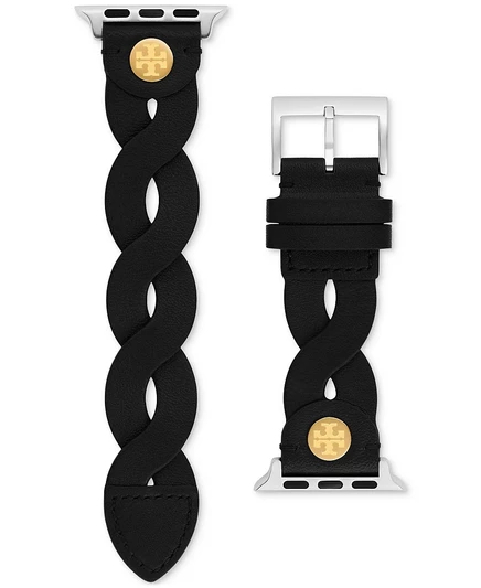 Женский ремешок для Apple Watch Tory Burch плетеный кожаный 38–45 мм, черный