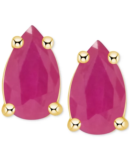 Серьги Macy's, грушевидные, золото 14 карат, рубин