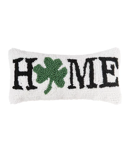 Декоративная подушка C & F Home «HOME» с клевером 15×30 см, белая
