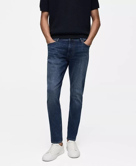 Мужские джинсы-скинни Jude от Mango зауженного кроя dark blue