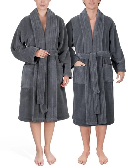 Унисекс халат American Soft Linen плюшевый, серый