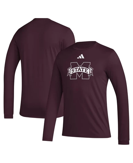 Мужская футболка Adidas Mississippi State Bulldogs, бордовая