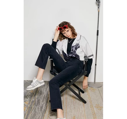 Джинсы с высокой посадкой Activity Grrrl Kick Crop black