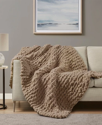 Плед Madison Park Chunky-Knit Chenille 127×152 см, коричневый