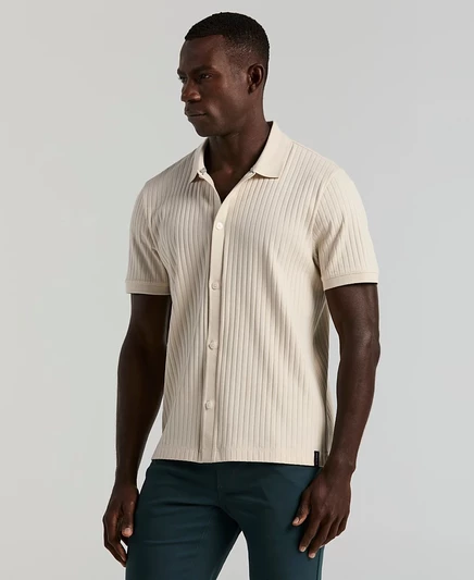 Мужская рубашка Perry Ellis в рубчик, бежевая