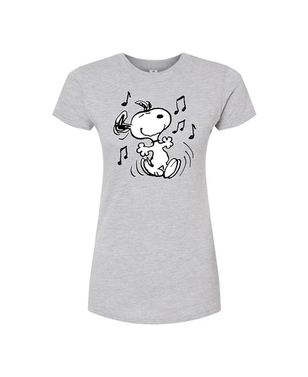 Женская футболка Hybrid Apparel с принтом Snoopy, серая