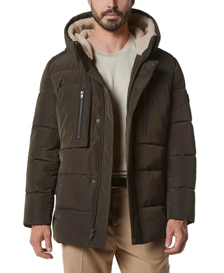 Мужская парка Marc New York Yarmouth с флисовым капюшоном, коричневая