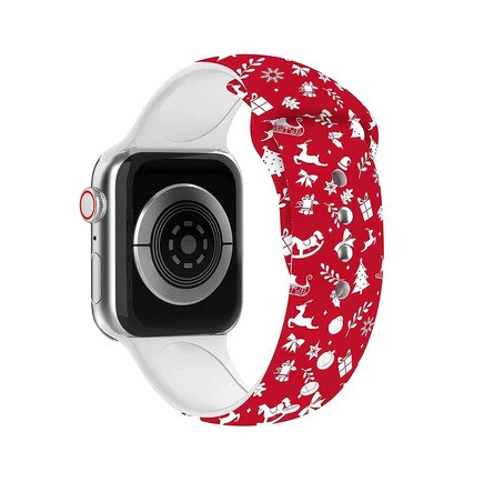 Силиконовый ремешок в рождественском стиле Waloo для Apple Watch red winter