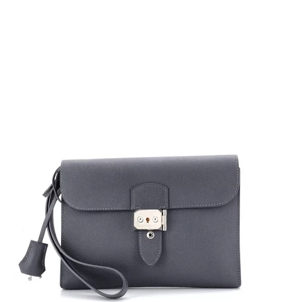 Женская сумка-клатч Pre-Owned HERMS Sac a Depeches кожаная, серая