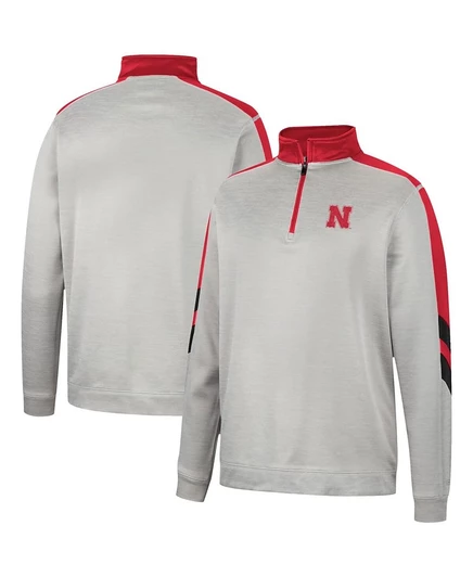 Мужская куртка Colosseum Bushwood Fleece Nebraska Huskers 1/4-zip, серая/алая