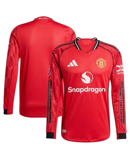 Мужская красная майка Adidas Manchester United Home 2025/26 Authentic Player с длинным рукавом красного цвета