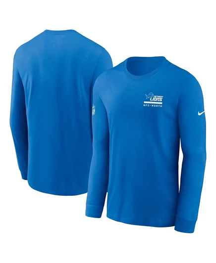 Мужская синяя футболка Nike Detroit Lions Sideline Performance с длинным рукавом blue