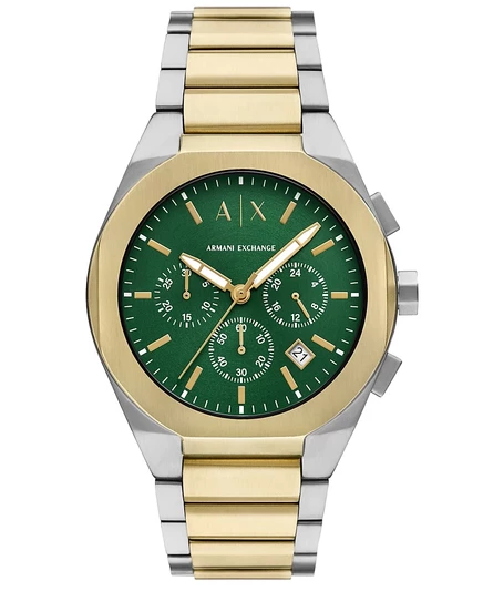 Мужские часы A|X Armani Exchange с синхронизированным кварцевым хронографом, двухцветные часы из нержавеющей стали, серебро 42 мм