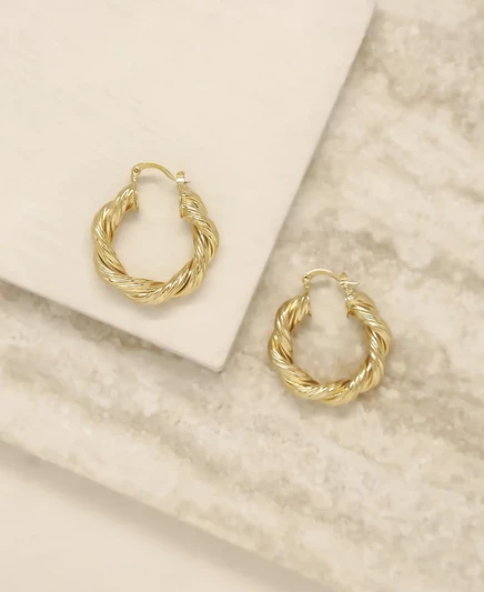 Женские серьги-кольца из 18-каратного золота ETTIKA Modern Day Twist gold