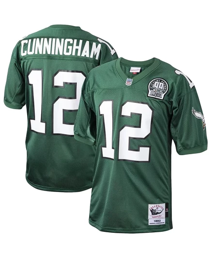 Мужская майка Mitchell & Ness Randall Cunningham Kelly Green Philadelphia Eagles 1992 года выпуска, выполненная в оригинальном стиле игроков, вышедших на пенсию green