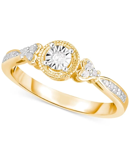 Кольцо Macy's с бриллиантами 0,10 кт, серебро с позолотой 14k