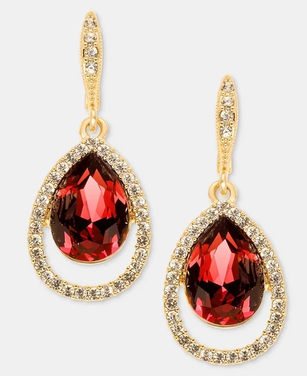 Серьги-капли Givenchy с ажурными кристаллами, ярко-красные