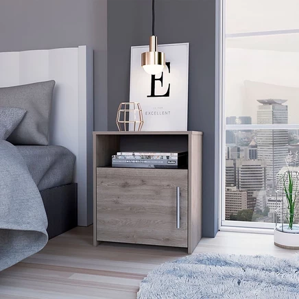 Прикроватная тумбочка FM FURNITURE Bristol, одна тумба, верхняя поверхность серая