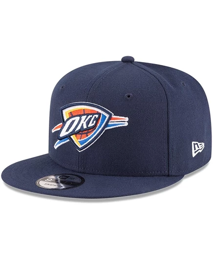 Мужская кепка New Era Navy Oklahoma City Thunder официального командного цвета с регулируемой застежкой-молнией длиной 9 футов синего цвета