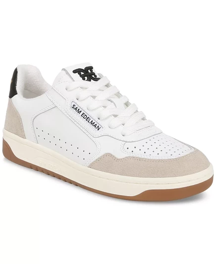  Женские кроссовки Harper на шнуровке с низким берцем white/black leather