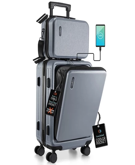 Чемодан TravelArim 22″ жесткий с косметичкой, серый