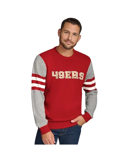 Мужской пуловер Tommy Hilfiger Scarlet/Heather Grey San Francisco 49ers из акрила с круглым вырезом, толстовка-свитшот multi