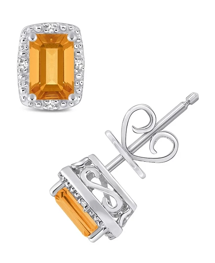 Женские серьги-пусеты Macy's с бриллиантом, цитрин